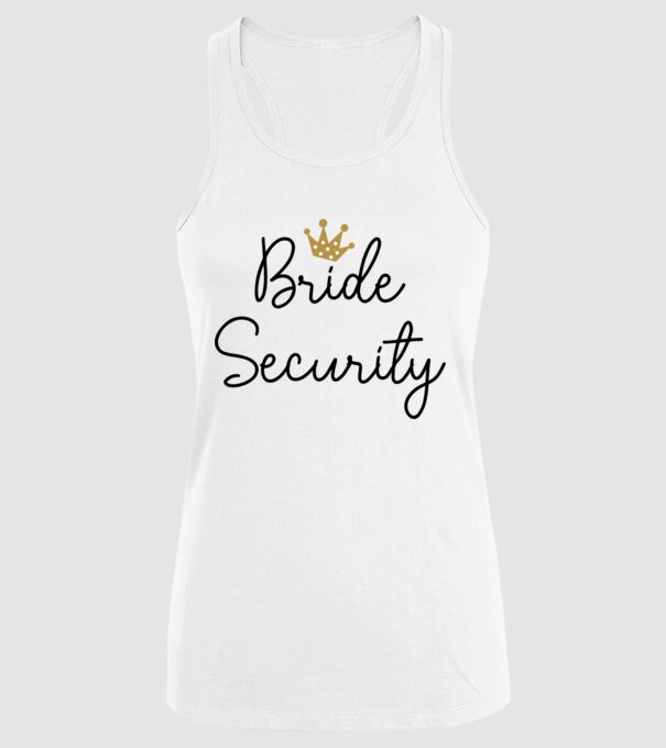 Bride Security model alb pe tricou