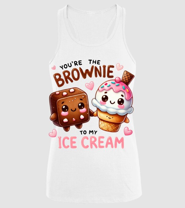 Brownie to my Ice Cream model alb pe tricou