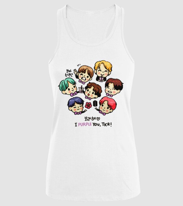BTS chibi model alb pe tricou