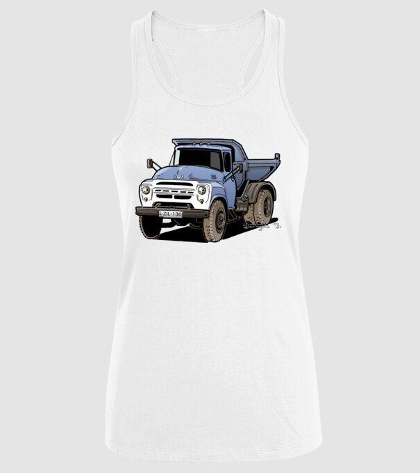 Camioane model alb pe tricou