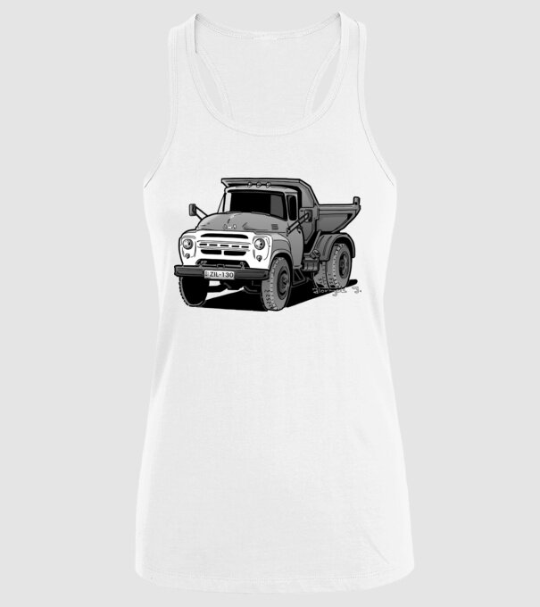 Camioane model alb pe tricou