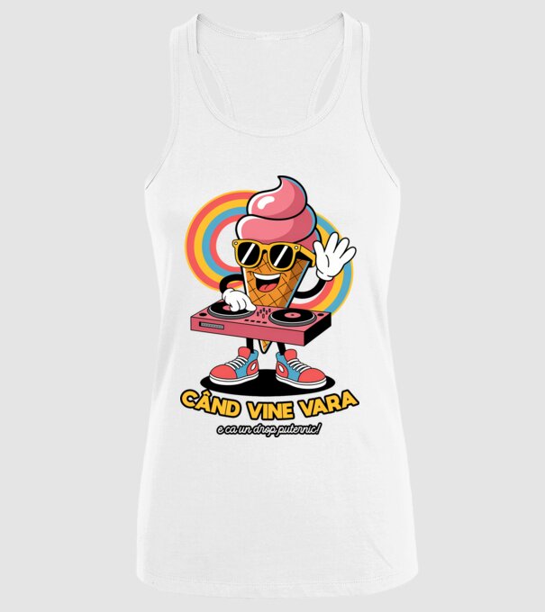 Când vine vara, e ca un drop puternic! model alb pe tricou