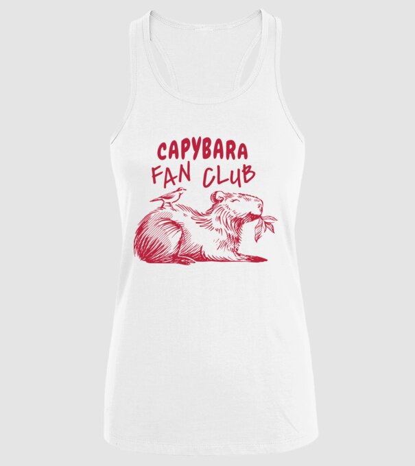 Capybara fan club model alb pe tricou