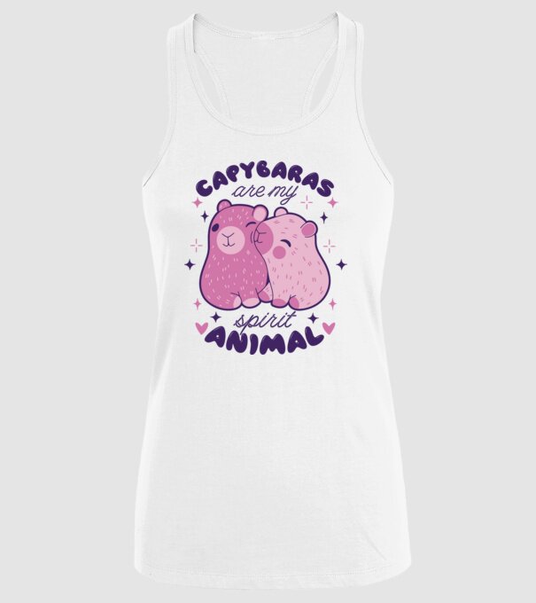 Capybaras are my spirit animal model alb pe tricou
