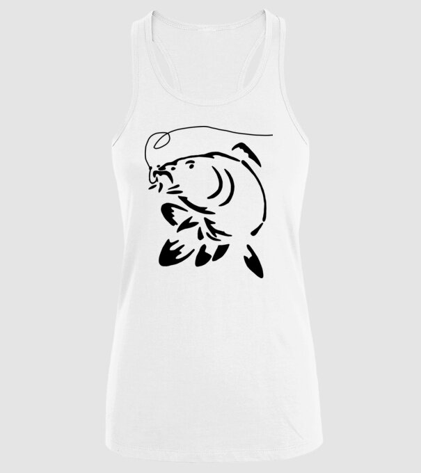 Carp model alb pe tricou