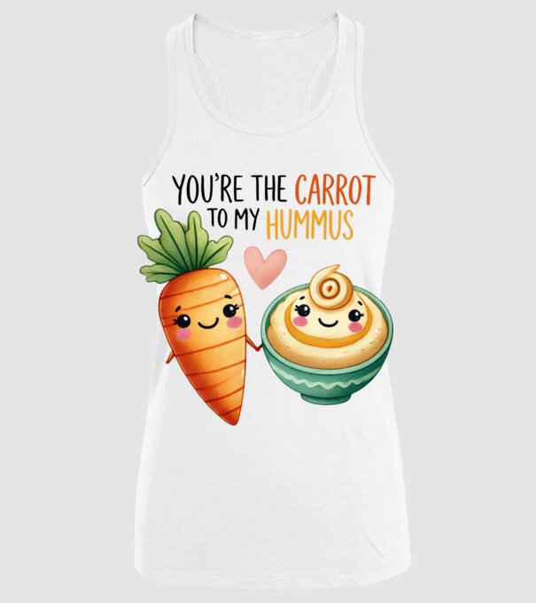 Carrot to my Hummus model alb pe tricou