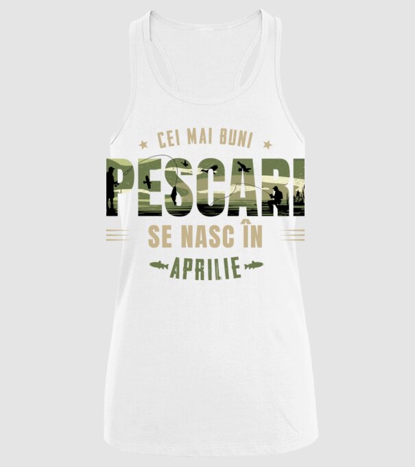 Cei mai buni pescari se nasc în aprilie model alb pe tricou