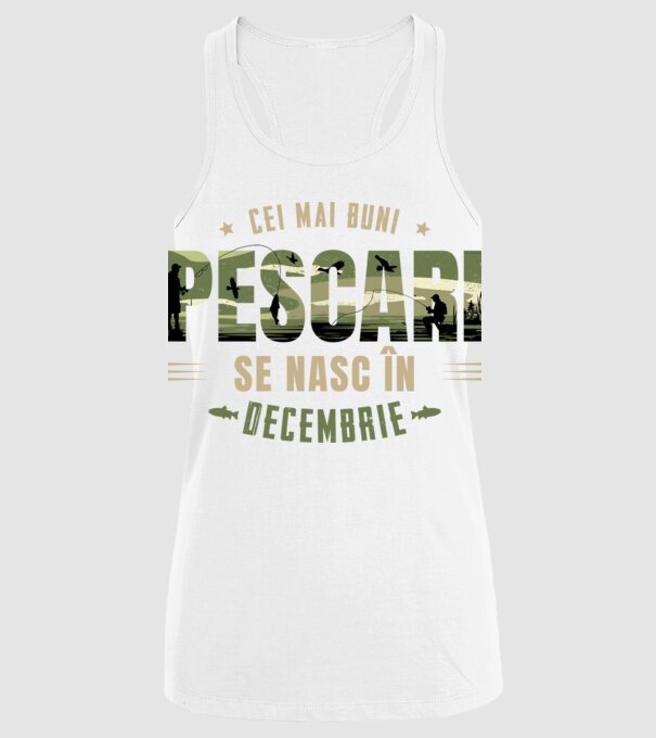 Cei mai buni pescari se nasc în decembrie model alb pe tricou
