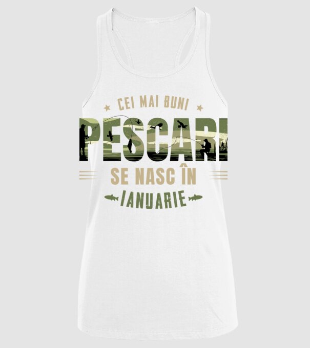 Cei mai buni pescari se nasc în ianuarie model alb pe tricou