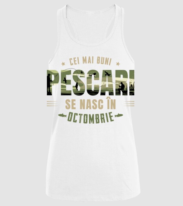 Cei mai buni pescari se nasc în octombrie model alb pe tricou