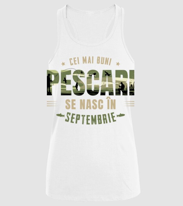 Cei mai buni pescari se nasc în septembrie model alb pe tricou