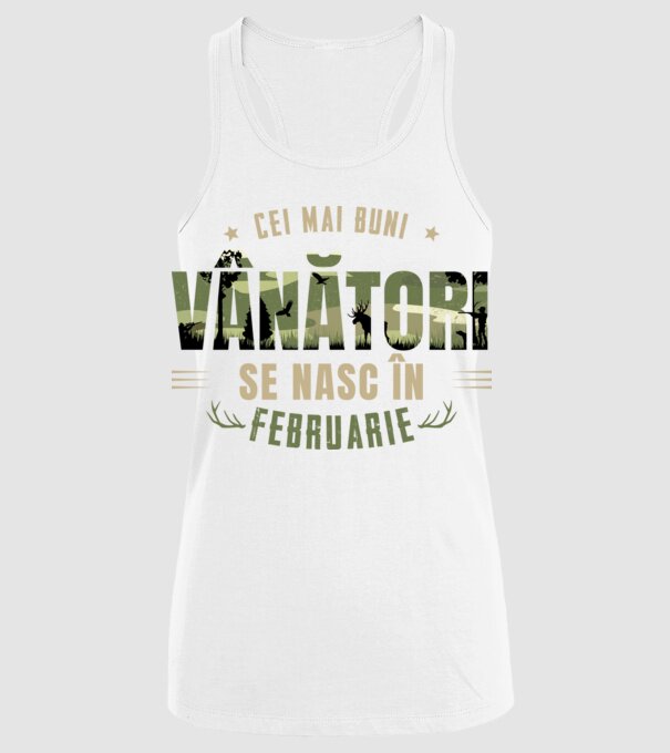 Cei mai buni vânători se nasc în februarie model alb pe tricou