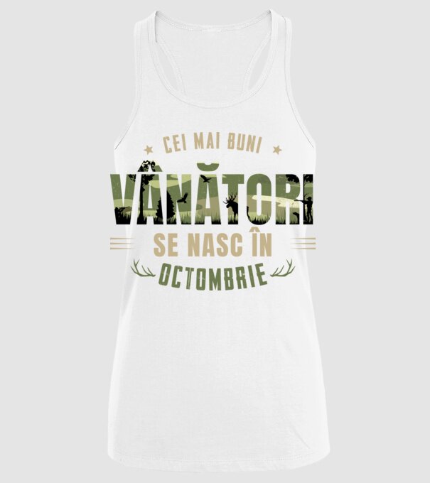 Cei mai buni vânători se nasc în octombrie model alb pe tricou