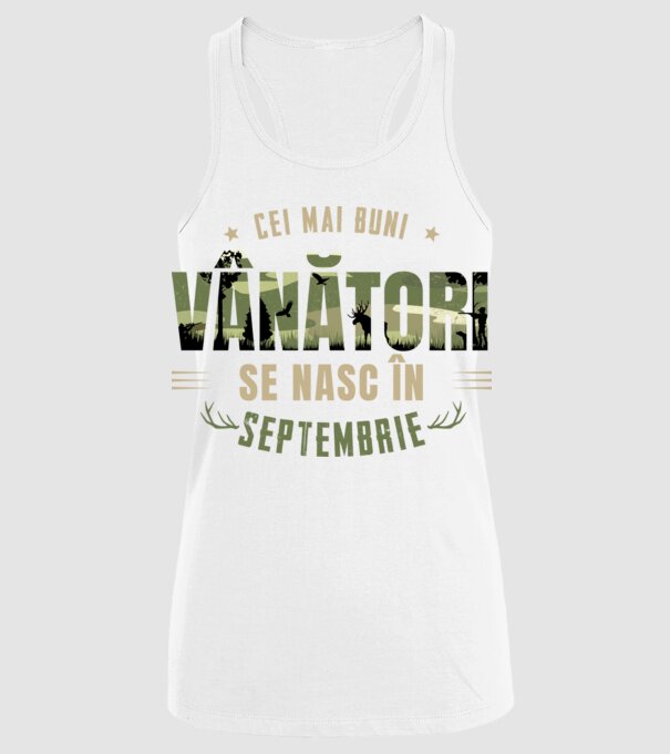 Cei mai buni vânători se nasc în septembrie model alb pe tricou