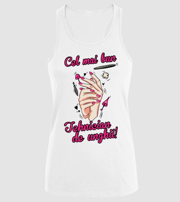 Cel mai bun tehnician de unghii model alb pe tricou