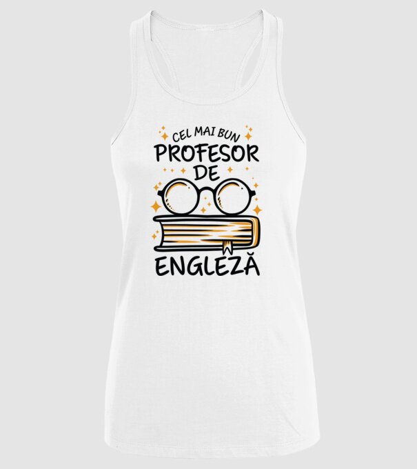 Cel mai profesor engleză model alb pe tricou