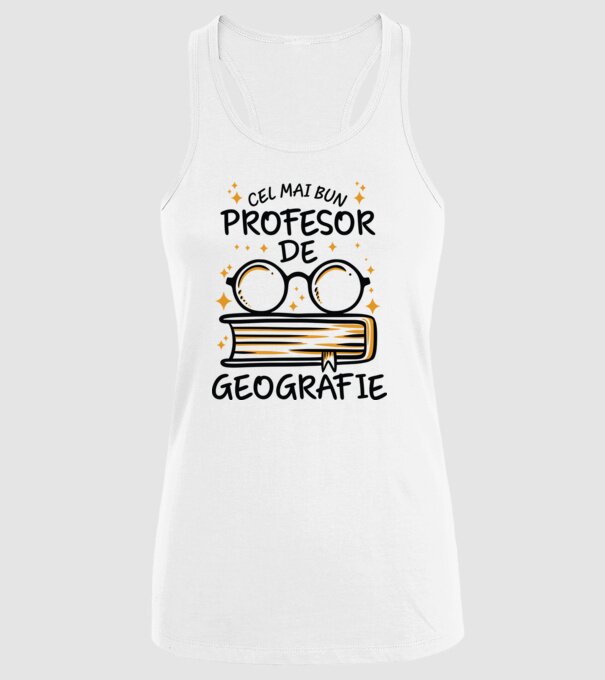 Cel mai profesor geografie model alb pe tricou