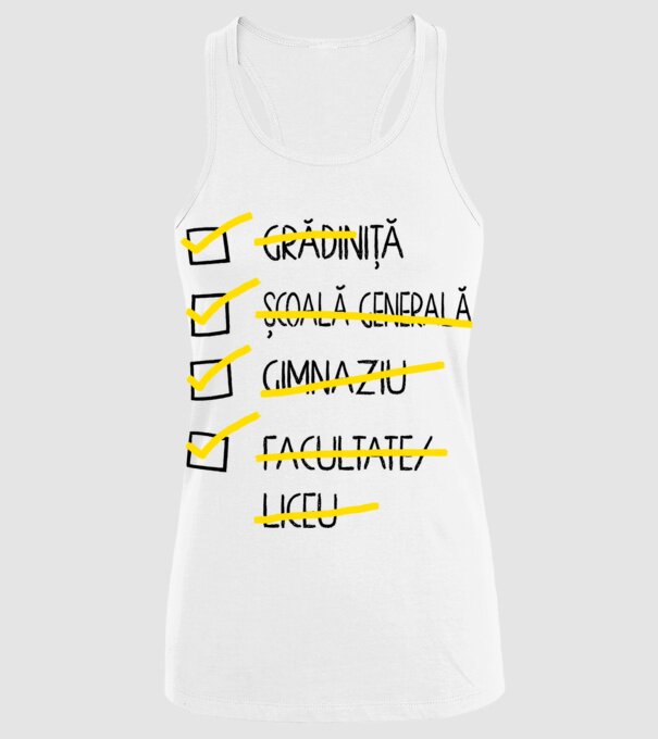 Cheklist educație - Facultate alb model alb pe tricou