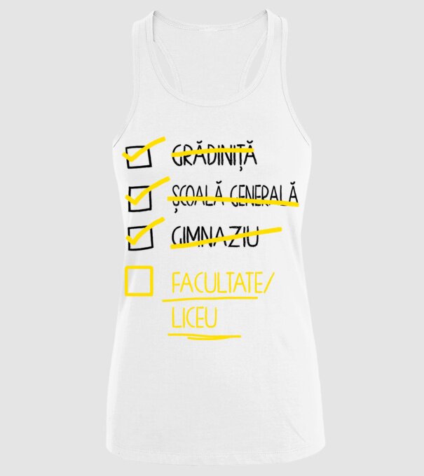 Cheklist educație - Gimnaziu alb model alb pe tricou
