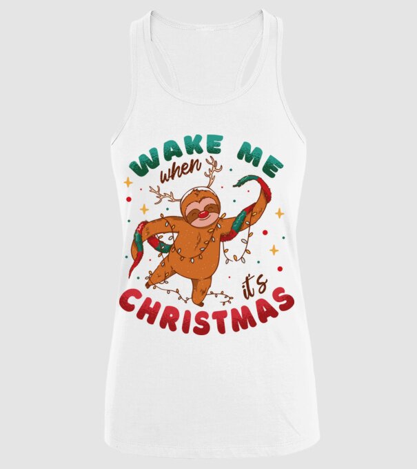 Christmas Sloth model alb pe tricou