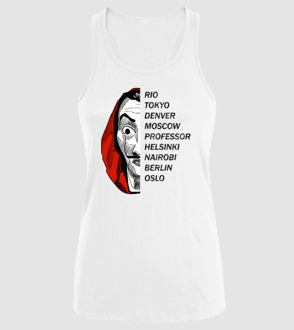 classic logo money heist white model alb pe tricou