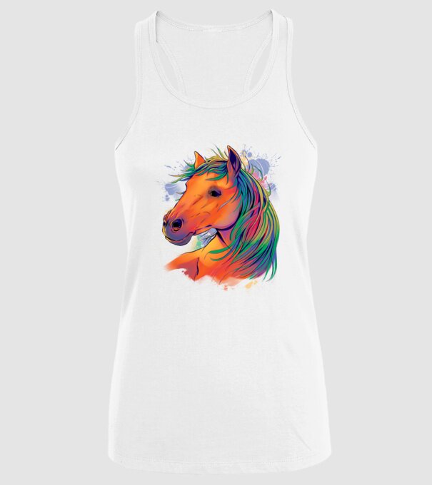 Colorful Horse model alb pe tricou
