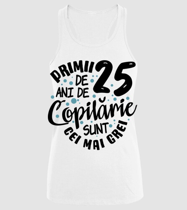 Copilărie 25 de ani model alb pe tricou