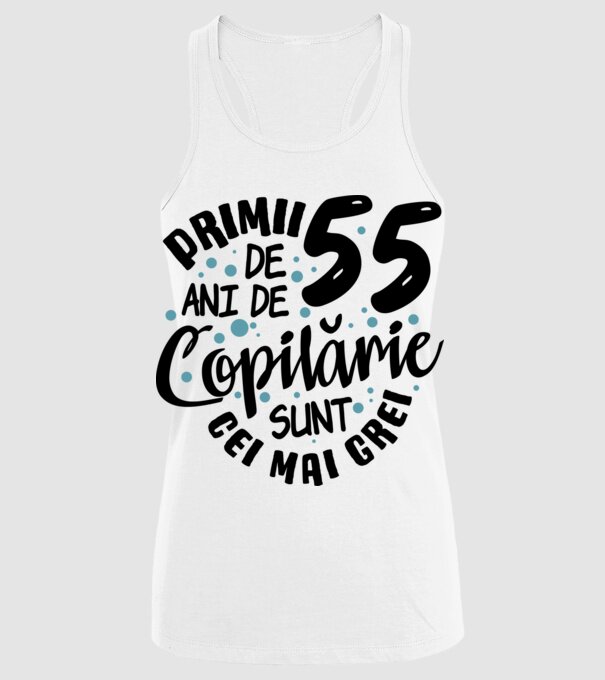 Copilărie 55 de ani model alb pe tricou