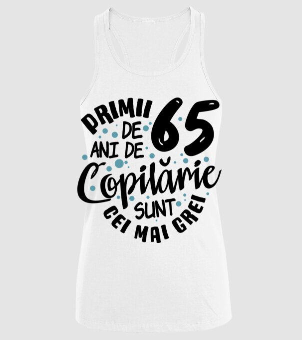 Copilărie 65 de ani model alb pe tricou