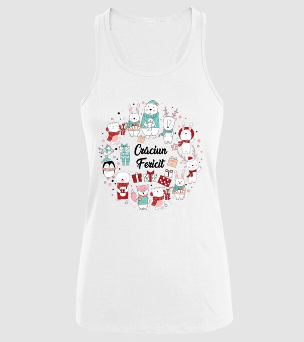 Crăciun Fericit model alb pe tricou