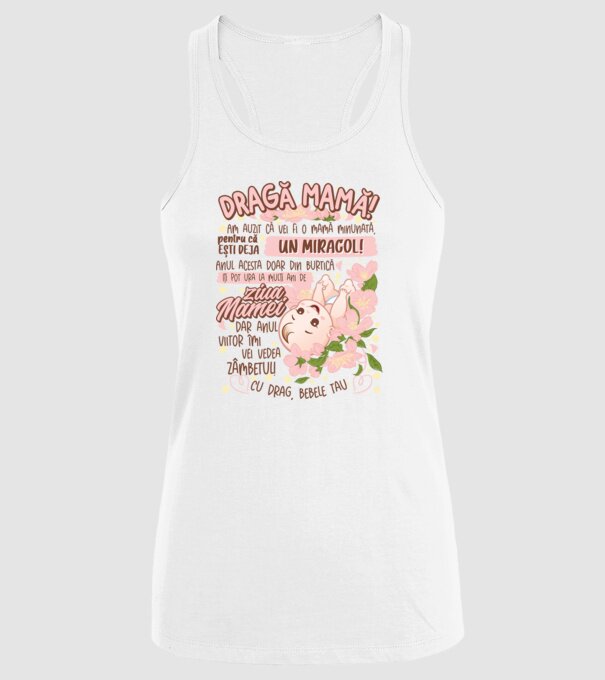 Cu drag, bebele tău model alb pe tricou