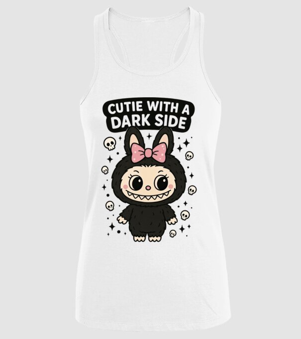 Cutie with a dark side model alb pe tricou