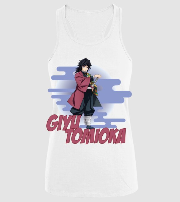 Demon Slayer Giyu model alb pe tricou