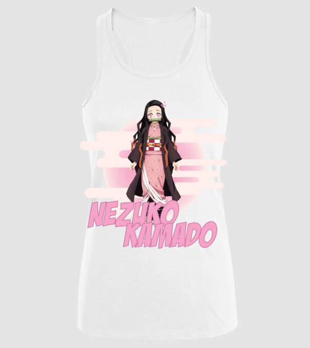 Demon Slayer Nezuko model alb pe tricou