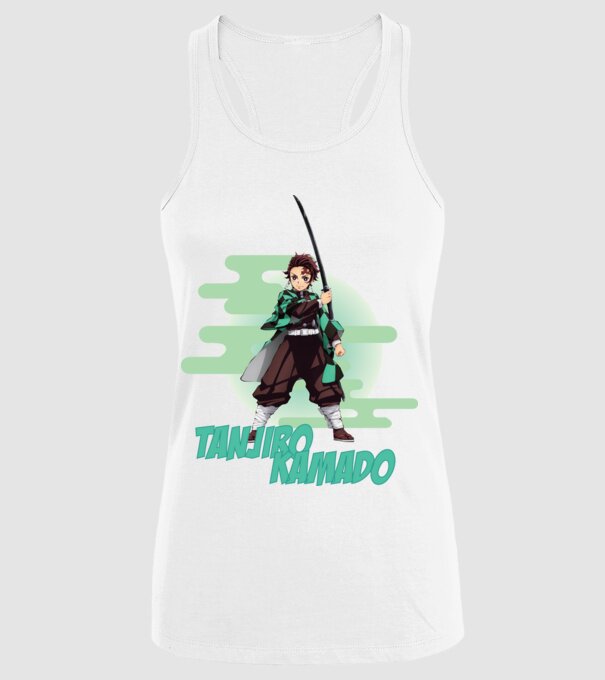 Demon Slayer Tanjiro model alb pe tricou