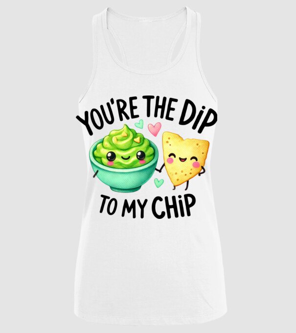 Dip to my Chip model alb pe tricou