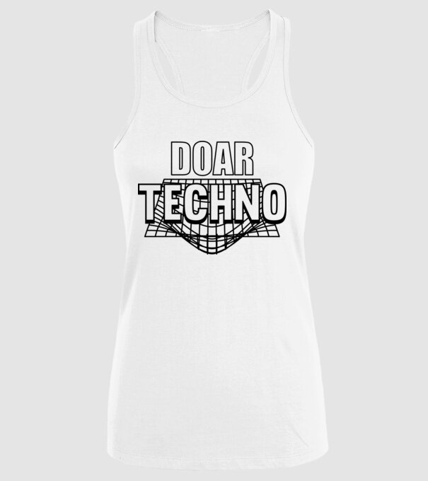 Doar techno model alb pe tricou