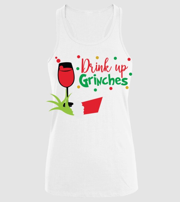 Drink up Grinches model alb pe tricou