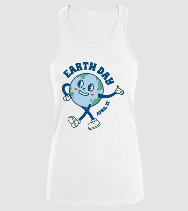 Earth Day model alb pe tricou