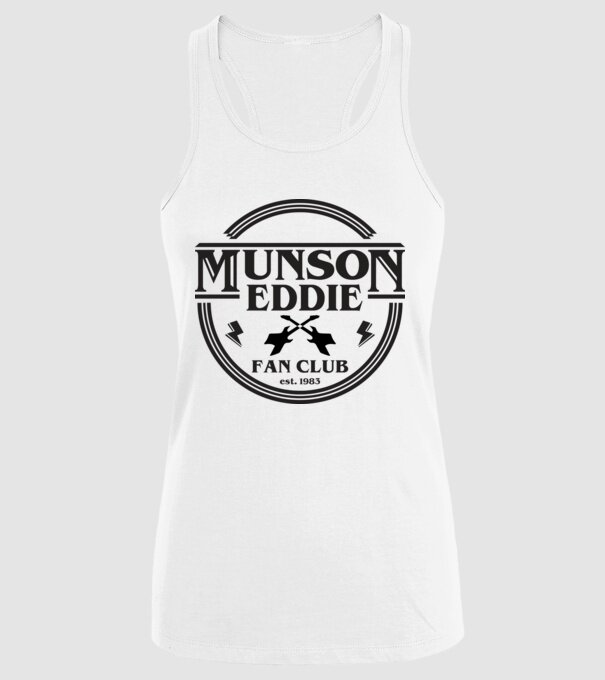 eddie munson fan club est 1983 model alb pe tricou