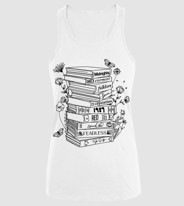Eras tour books model alb pe tricou