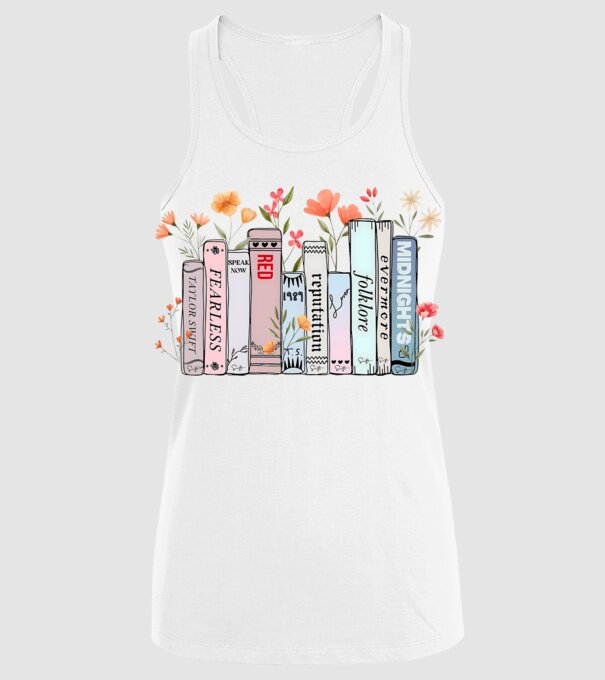 Eras tour books color model alb pe tricou