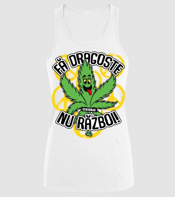 fă dragoste, nu război! (cenzurat) model alb pe tricou