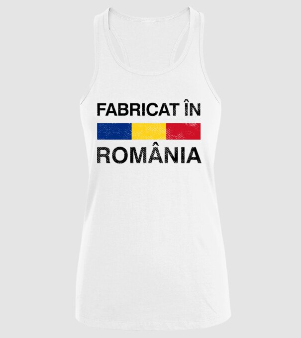 Fabricat în România model alb pe tricou