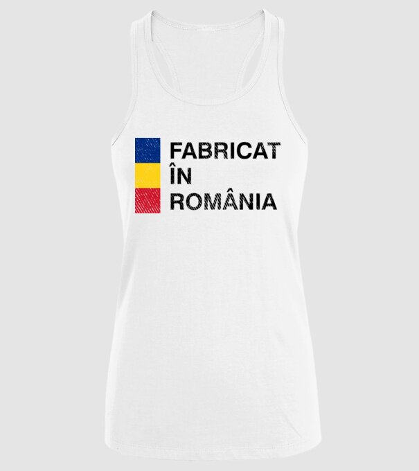 Fabricat în România model alb pe tricou