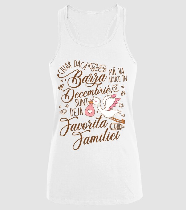Favorita familiei DECEMBRIE model alb pe tricou