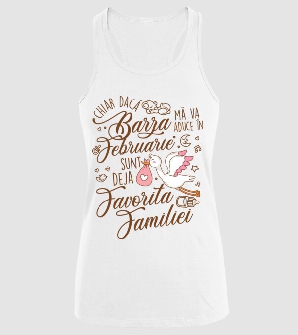 Favorita familiei FEBRUARIE model alb pe tricou