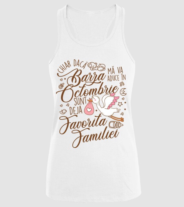 Favorita familiei OCTOMBRIE model alb pe tricou