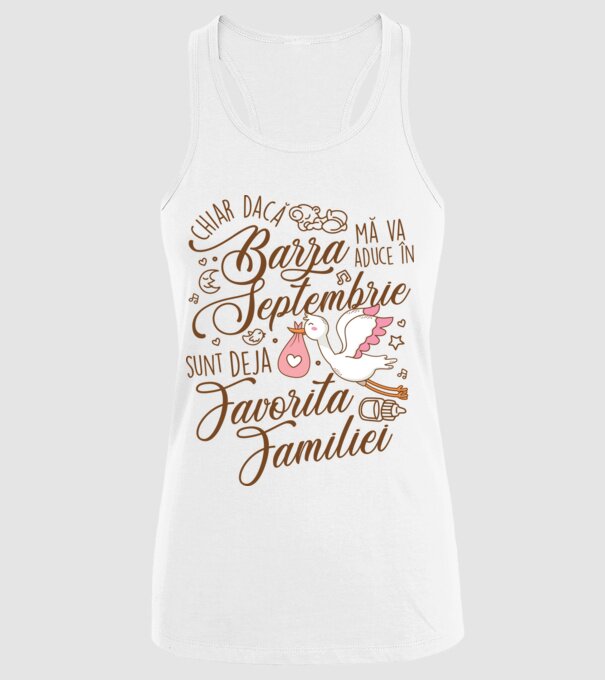 Favorita familiei SEPTEMBRIE model alb pe tricou