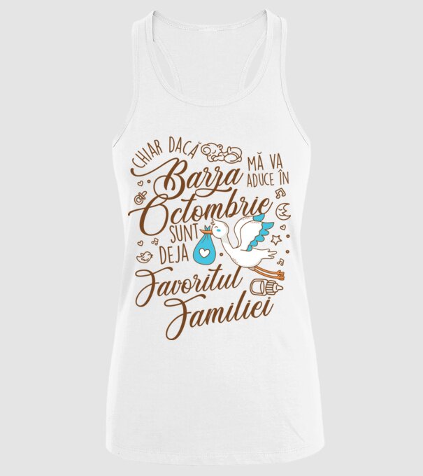 Favoritul familiei OCTOMBRIE model alb pe tricou